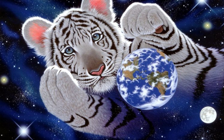 tigers, William, Schimmel, Art, Sci, Fi, Earth, Space, Planets, Stars HD Wallpaper Desktop Background
