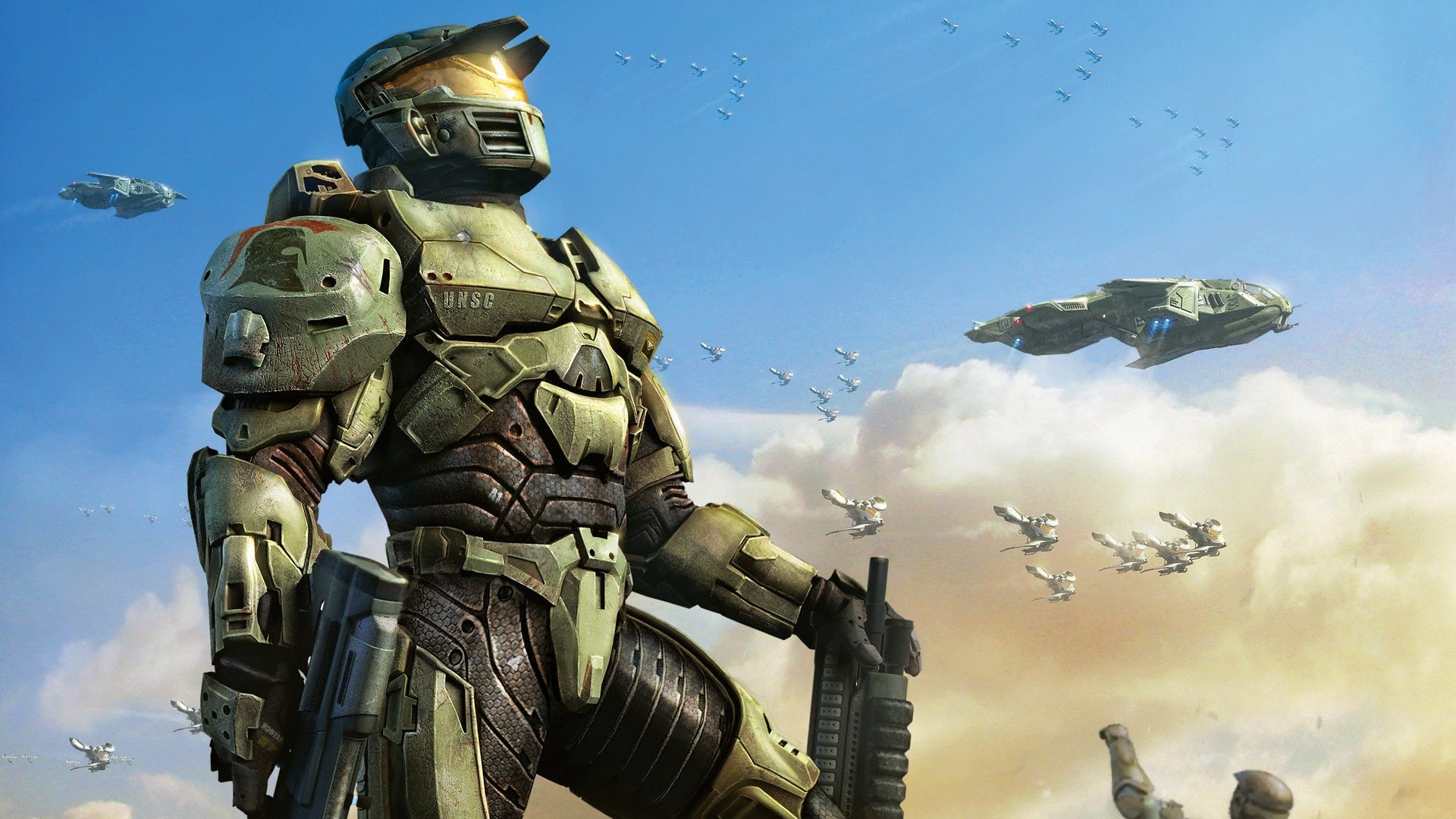 halo, Shooter, Fps, Action, Fighting, Warrior, Sci fi, Futuristic, Armor, Cyborg, Robot Wallpaper