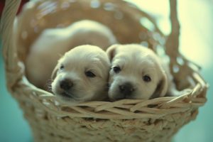 animals, Puppies, Baskets