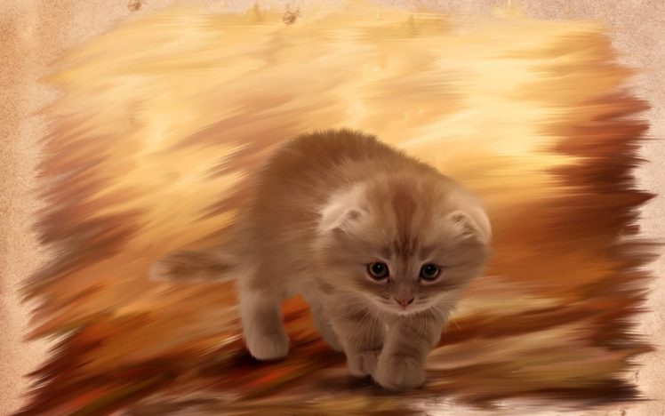 furry, Kitten, Cat, Painting HD Wallpaper Desktop Background
