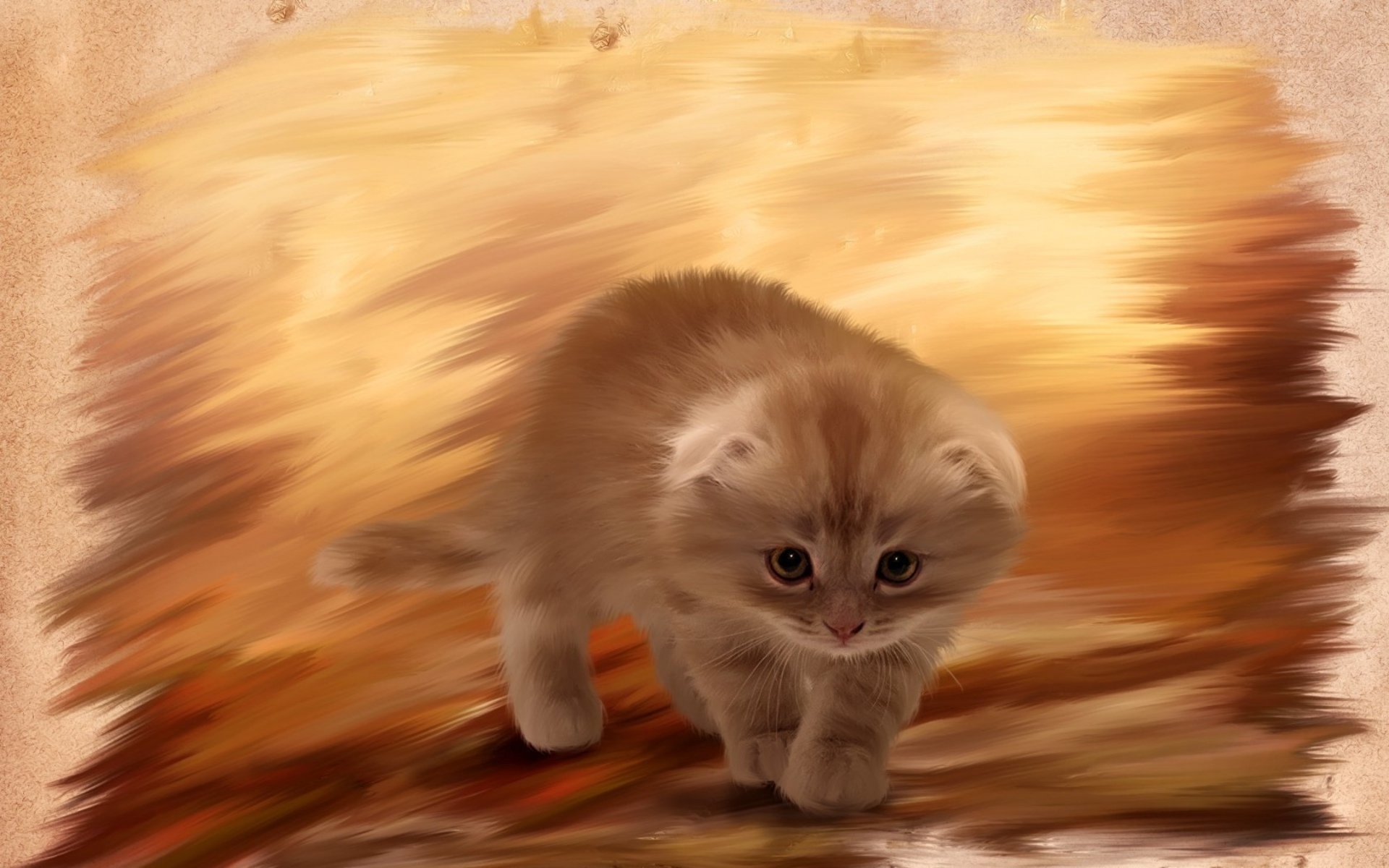 furry, Kitten, Cat, Painting Wallpaper