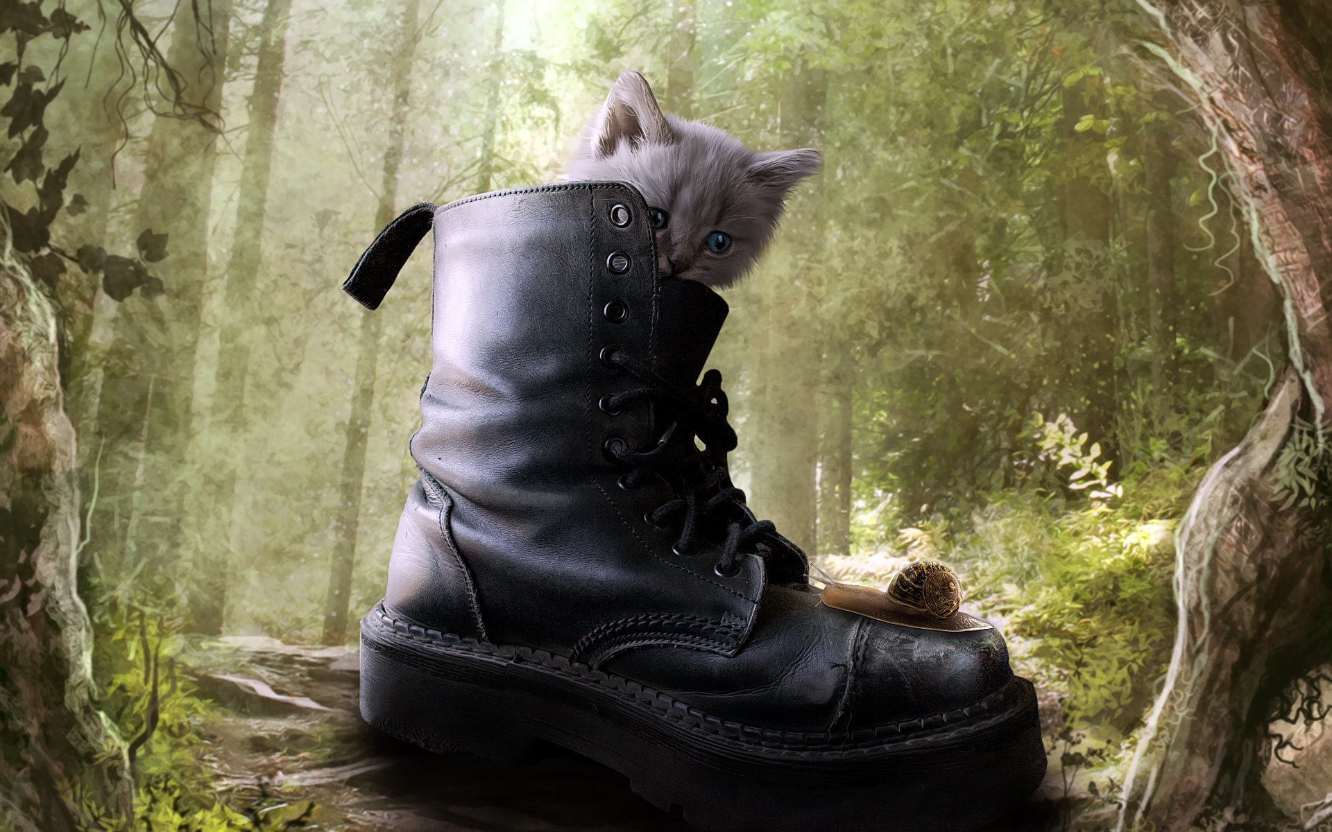 cats, Boots, Kittens, Animals, Trees, Forest Wallpapers HD / Desktop and Mobile Backgrounds