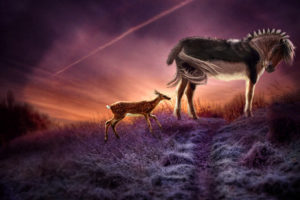 horse, Deer, Sunset, Frost, 3d, Art
