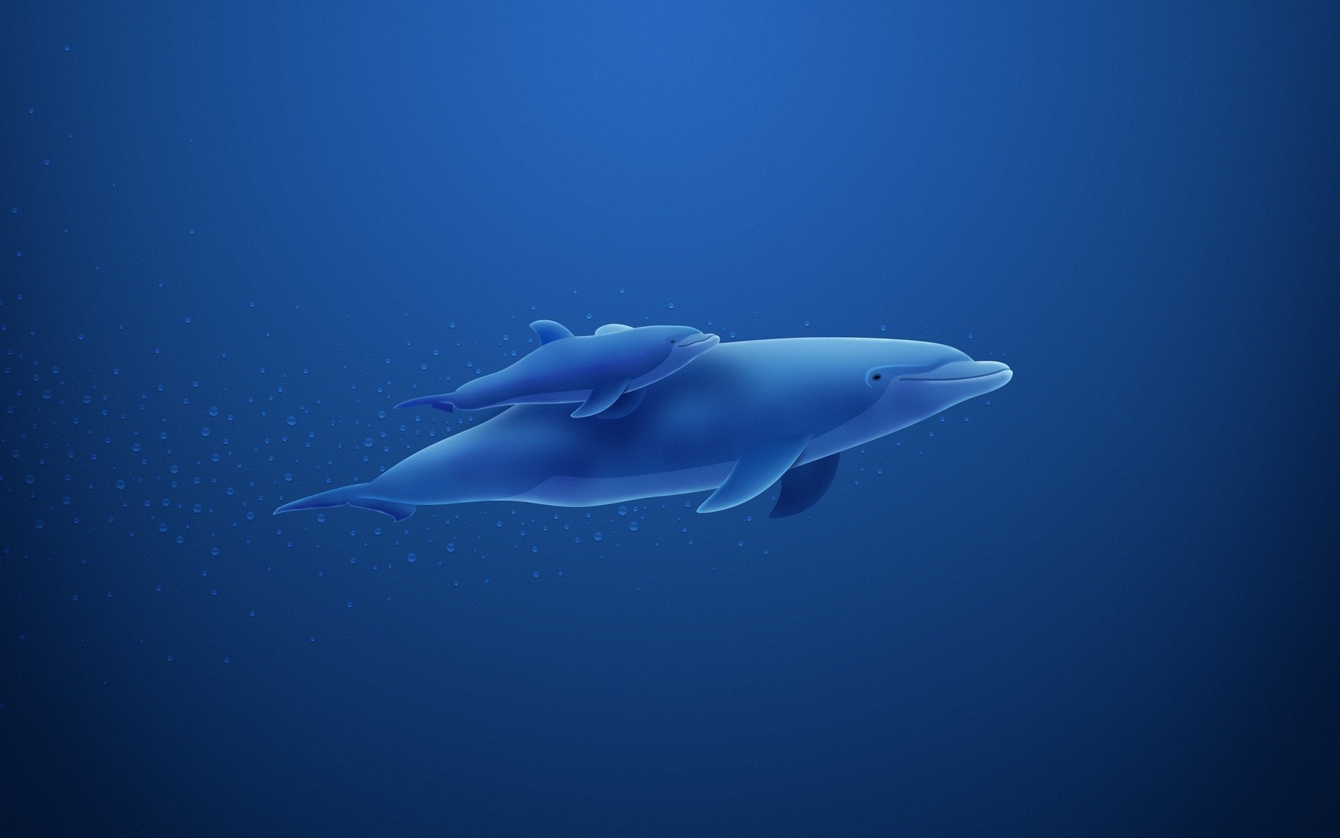 dolphins, Sea, Drawing, Dolphin, Underwater, Ocean Wallpaper