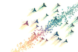 birds, Abstract, White, Psychedelic, Art, Rainbow