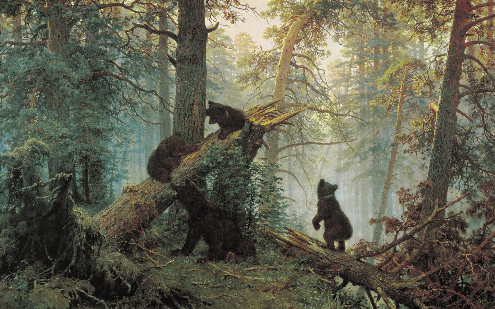 shishkin, Painting, Bears, Bear, Paintings, Trees Wallpaper