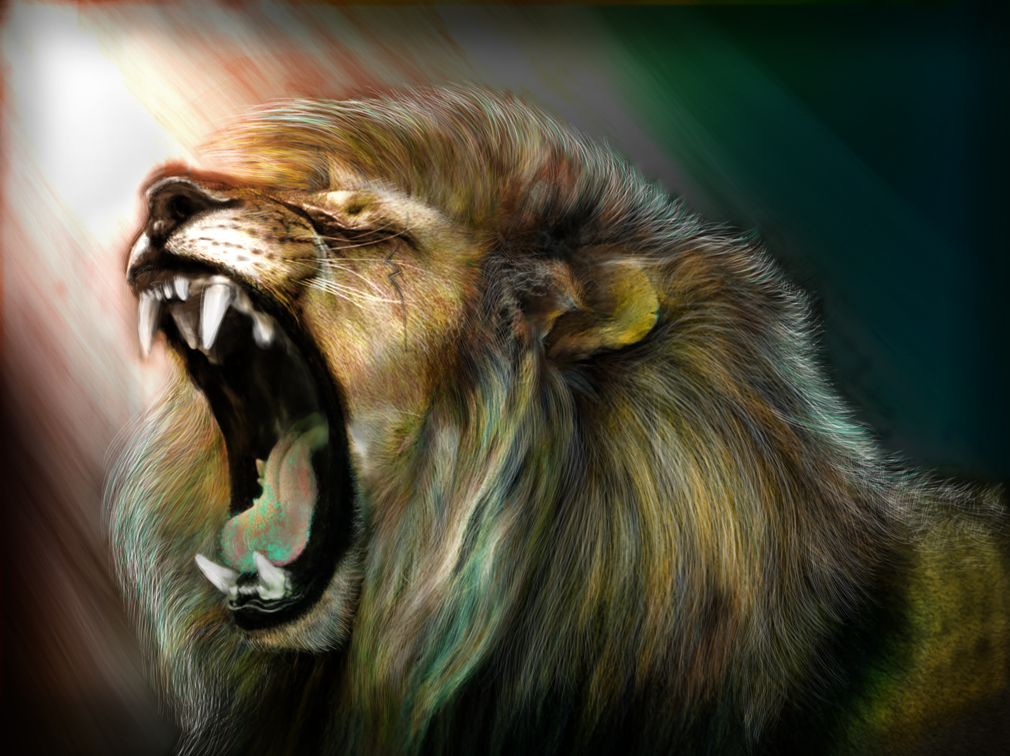 art, Lion, Roar Wallpaper