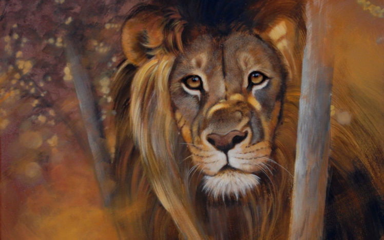 lion, Painting, Art, Glance, Animal HD Wallpaper Desktop Background