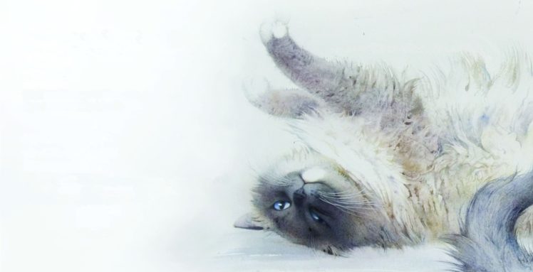 painting, Watercolor, Art, Cat, Stretching HD Wallpaper Desktop Background
