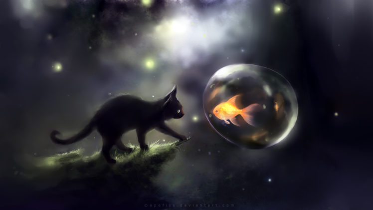 Apofiss Art Cats Fishes Space Sci Fi Wallpapers Hd Desktop