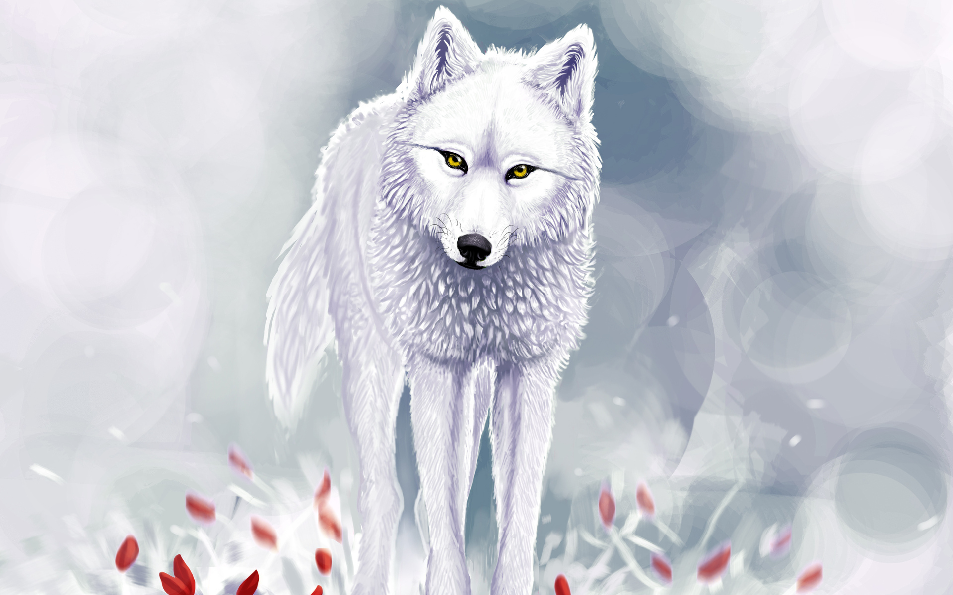 art, Fantasy, Wolf, Wolves, Winter, Snow, Face, Eyes, Pov Wallpaper