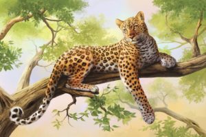leopard, Olggah, Art, Wood, Painting