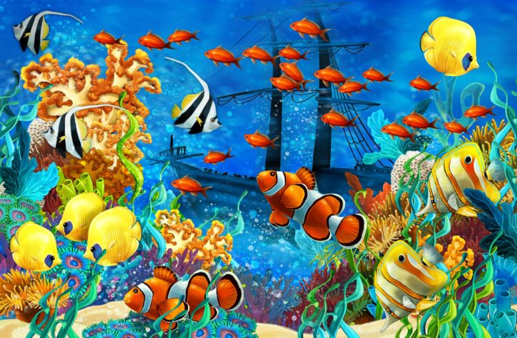 shipwreck, Sea, Seabed, Fish, Corals, Underwater, Ocean, Tropical HD Wallpaper Desktop Background