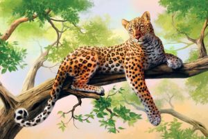 leopard, Painting, Art, Animal, Beauty