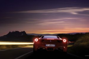 cars, Ferrari, Ferrari, 458, Italia, Lights, On, Rear, View, Ferrari, 458