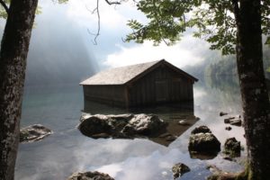 mountains, Lakes, Shed