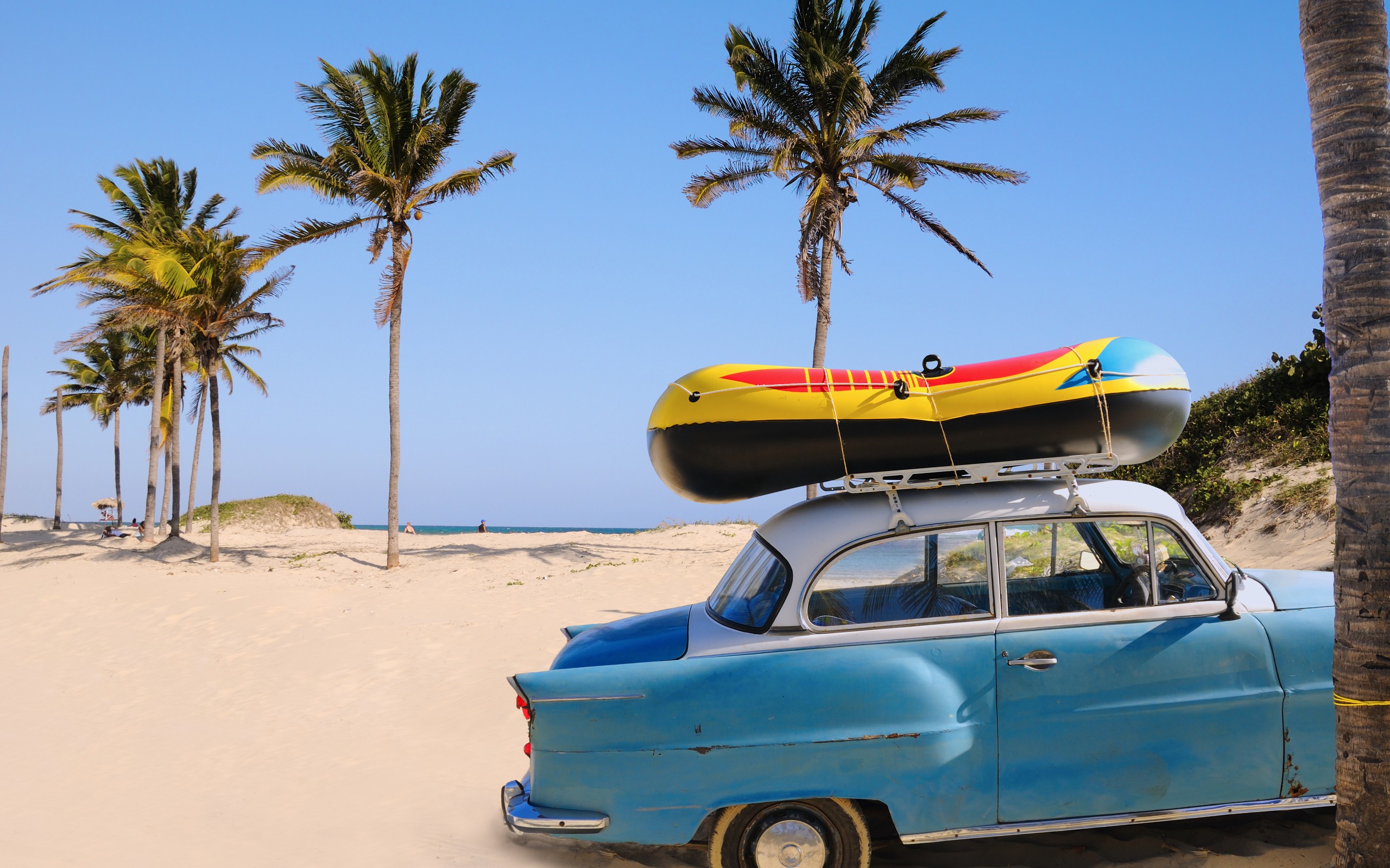 beach, Summer,  season , Hawaii, Tropical, Holidays, Palm, Trees, Classic, Cars Wallpaper