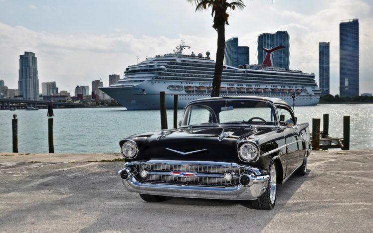 1954, Chevrolet, Bel, Air, Chevy, Auto, Retro, Classic, Ships, Boats, Cities, Buildings, Skyscrapers HD Wallpaper Desktop Background