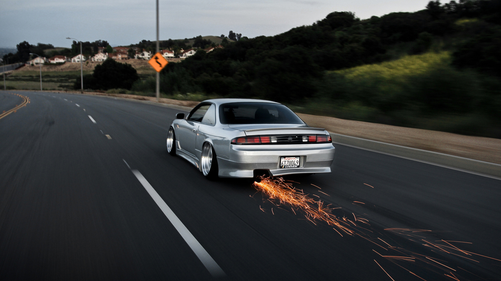 nissan, Vehicles, Cars, Auto, Tuning, Stance, Roads, Sparks, Fire, Low, Silver, Wheels Wallpaper
