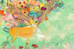 art, Psychedelic, Color, Surreal, Paintings, Animals, Deer, Mood