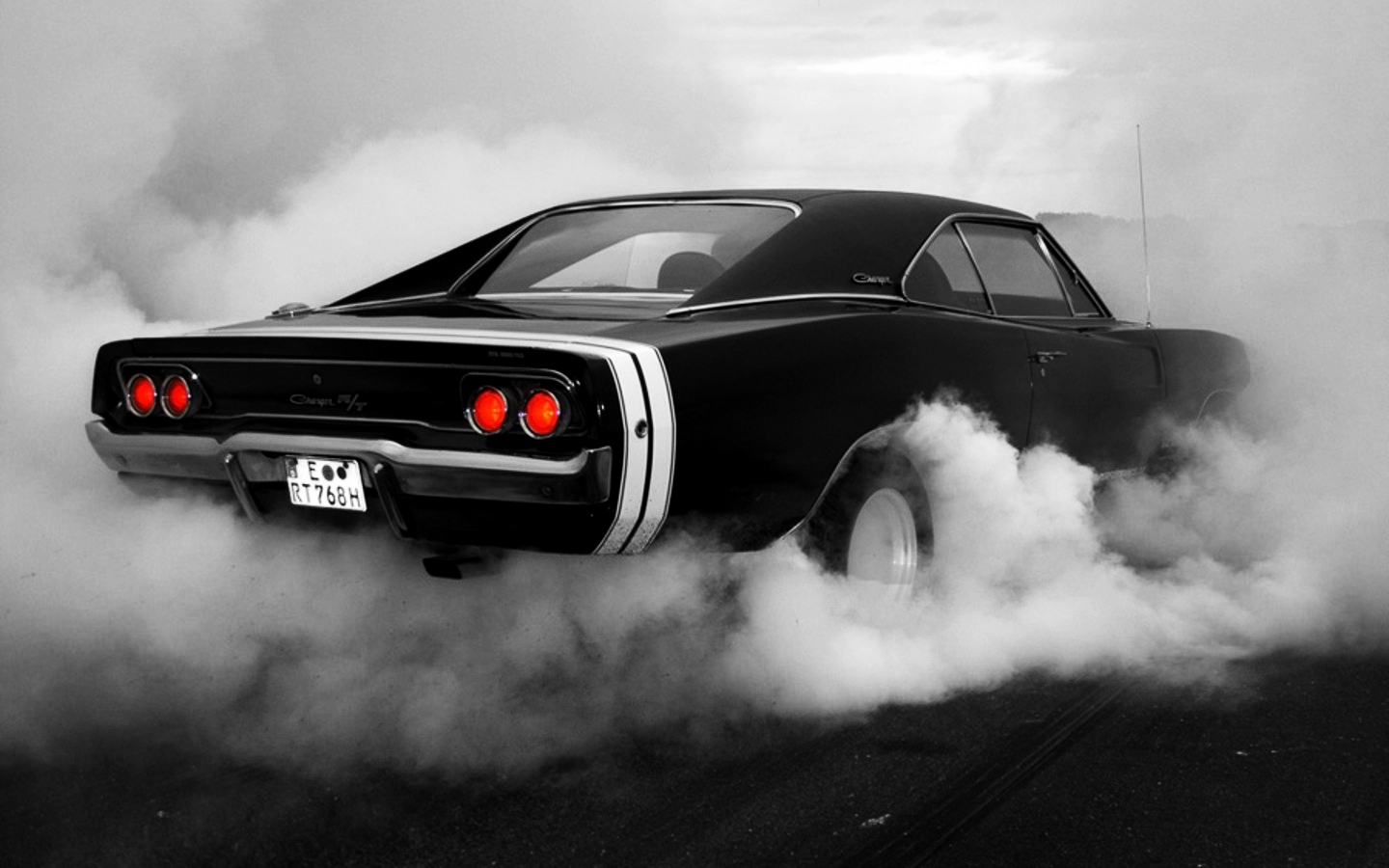 muscle, Cars, 1969, Monochrome, Dodge, Charger, Rt, Burnout, Hot, Rod, Smok...