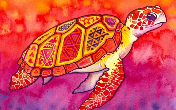 watercolor, Paintings, Turtles, Patterns, Abstract, Sea, Turtle, Watercolor, Sea, Turtles, Colorful, Abstract, Multicolor HD Wallpaper Desktop Background