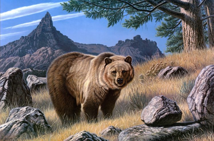 bears, Brown, Painting, Art, Animals, Bear HD Wallpaper Desktop Background