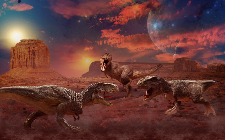 ancient, Animals, Dinosaur, Painting, Art, Three HD Wallpaper Desktop Background