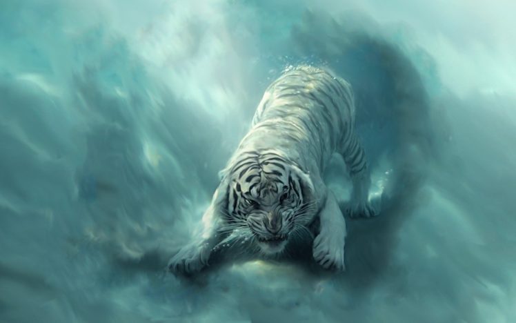 blue, Tigers, Artwork, Hks HD Wallpaper Desktop Background