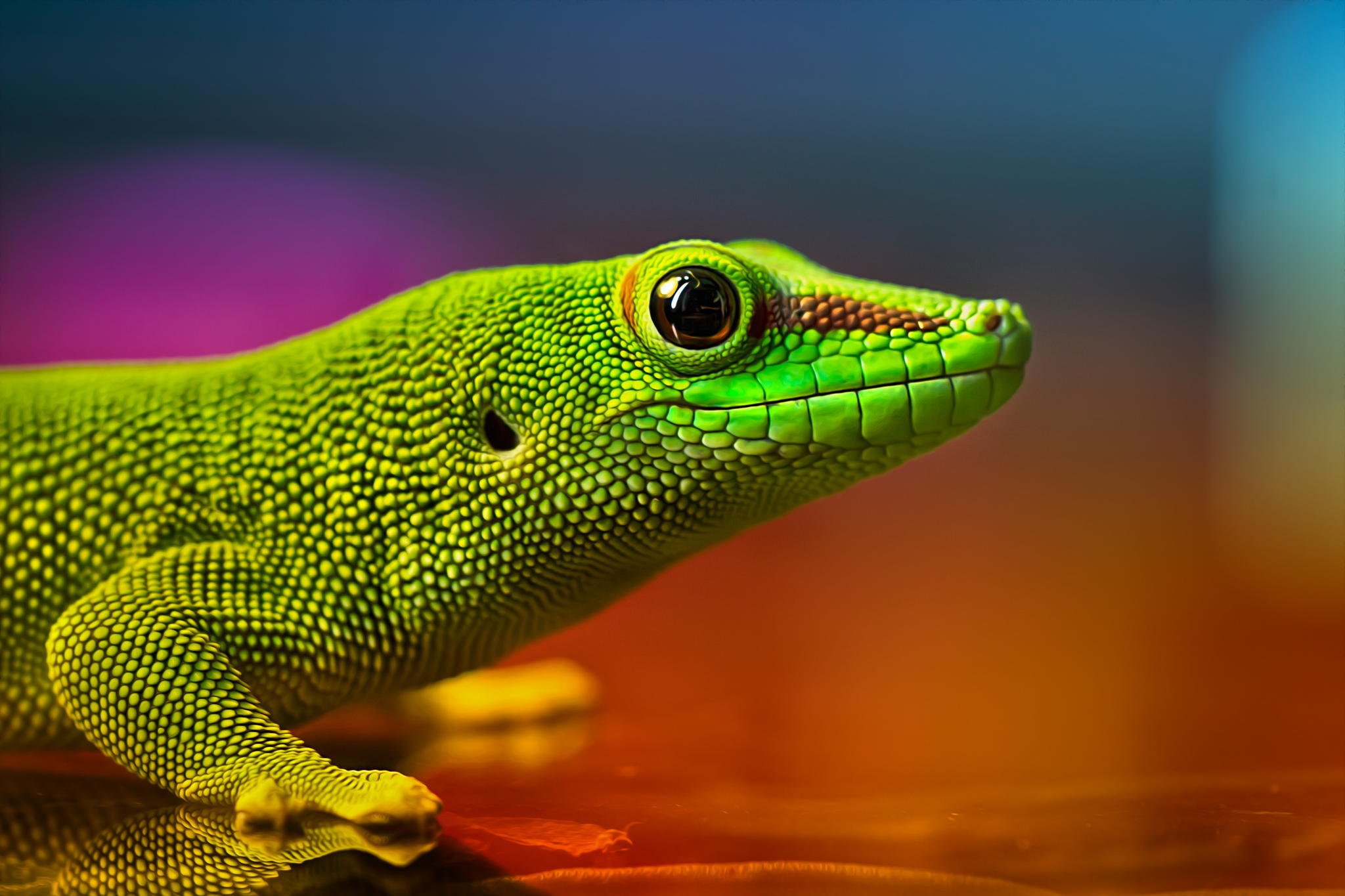 Lizard Reptile Green Iridescent Colors Wallpapers Hd Desktop And