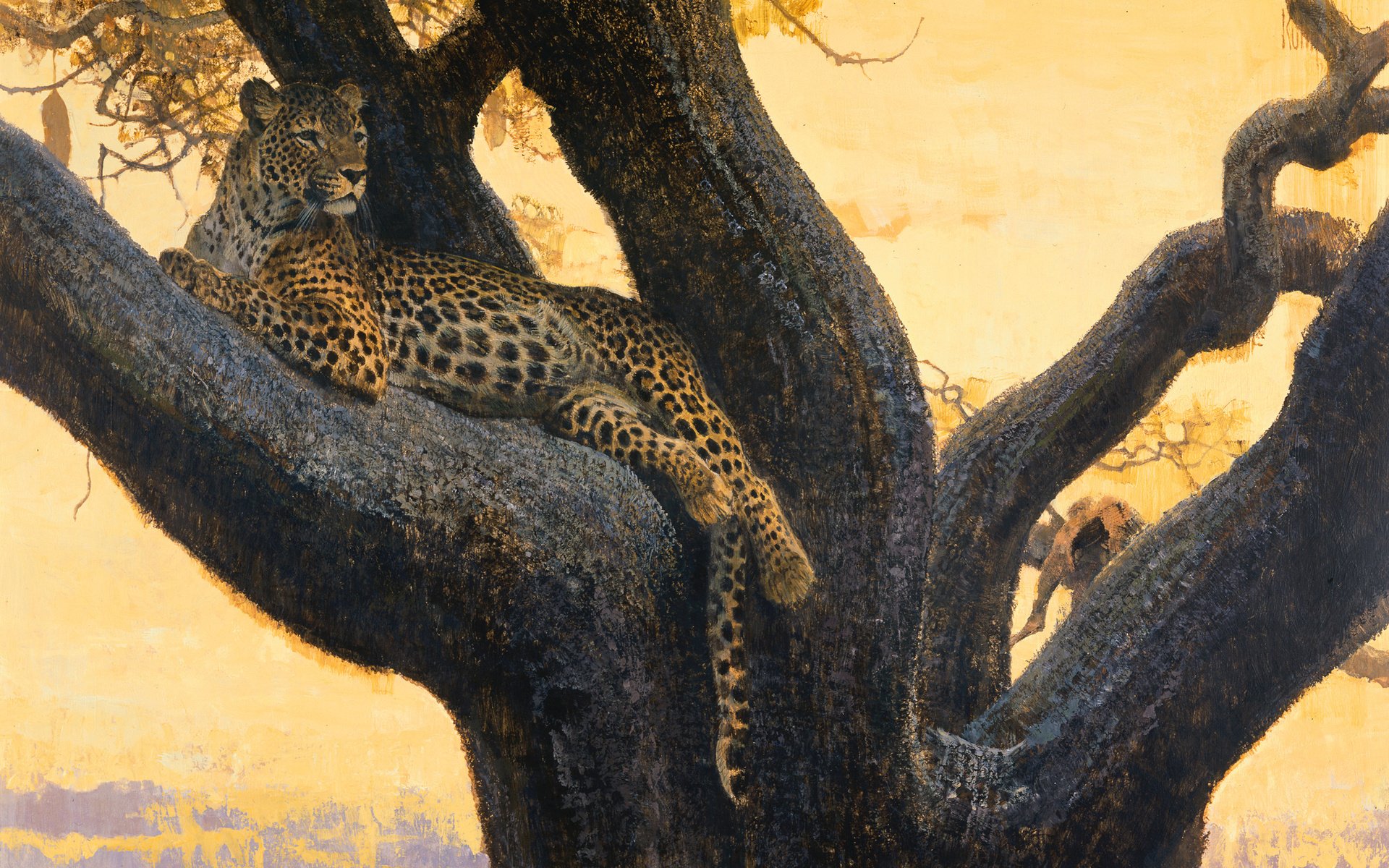 painting, Art, Cheetah, Tree, Animal Wallpaper