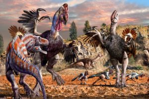 ancient, Animals, Dinosaurs, Gigantoraptor, And, Alectrosaurus, Animals, Dinosaur