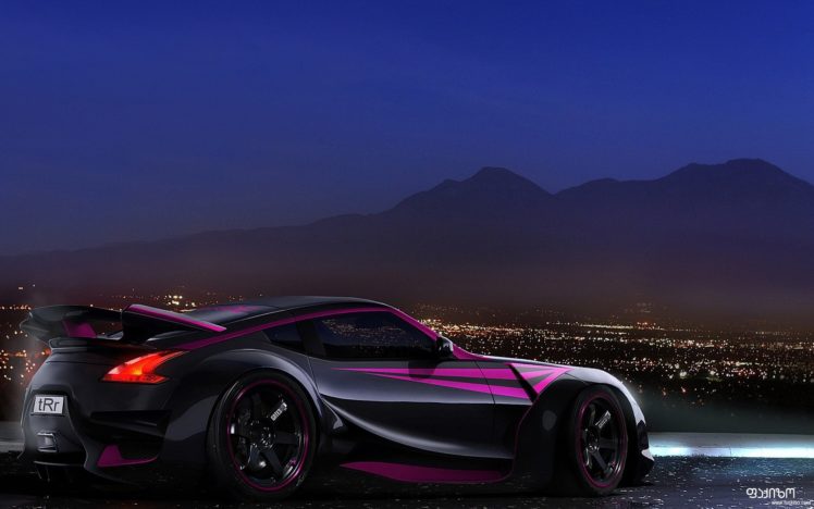 black, Cityscapes, Cars, Purple, Vehicles, Nissan, Z, Skyscapes HD Wallpaper Desktop Background