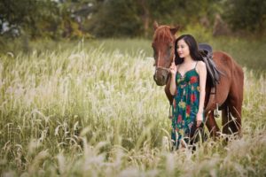 horse, Asian, Grass, Animals, Girls
