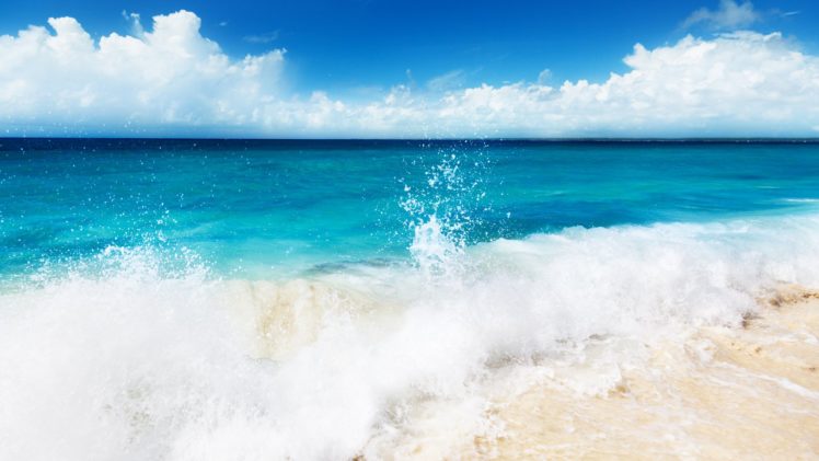 nature, Beauty, Landscape, Blue, Sea, Waves, Beach HD Wallpaper Desktop Background