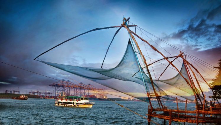 kochi, Kerala, Blues, Back, Water, Lagoons, Sunset, Beach, Ship, Channels,  Chinese, Nets, Skyscraper, Water, City, 4 Wallpapers HD / Desktop and  Mobile Backgrounds