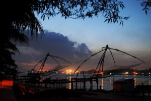 kochi, Kerala, Blues, Back, Water, Lagoons, Sunset, Beach, Ship, Channels, Chinese, Nets, Skyscraper, Water, City,  7