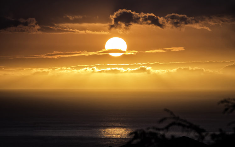 sunlight, Sun, Sunset, Ocean, Sea, Mood, Reflection, Sky, Clouds, Fire HD Wallpaper Desktop Background