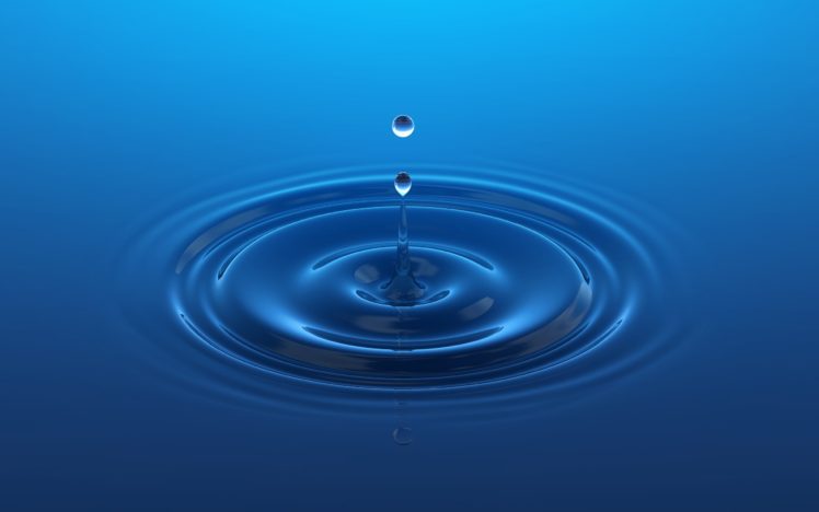 water, 3d, View, Blue, Ripples, Water, Drops, Splashes HD Wallpaper Desktop Background
