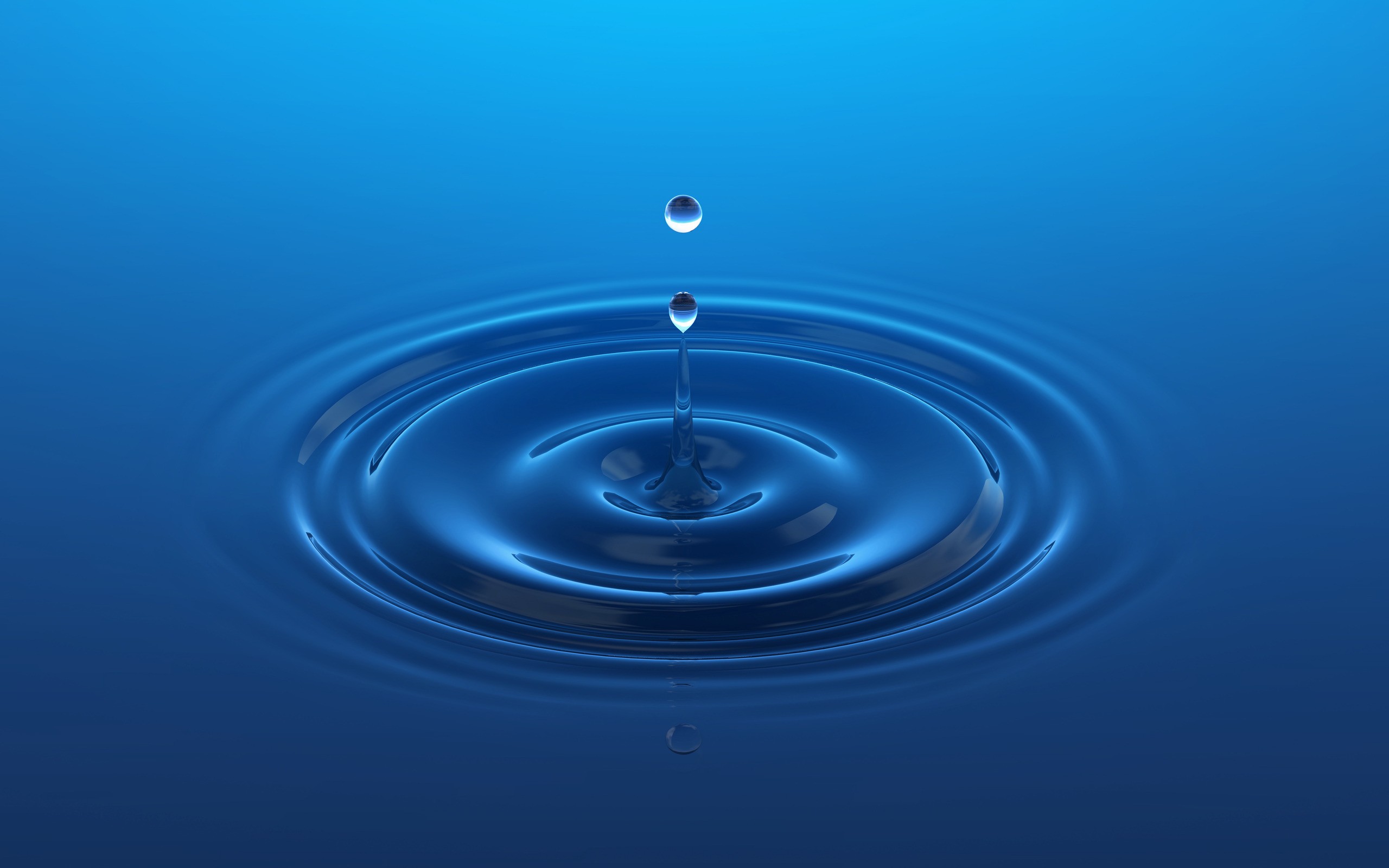 water, 3d, View, Blue, Ripples, Water, Drops, Splashes Wallpaper