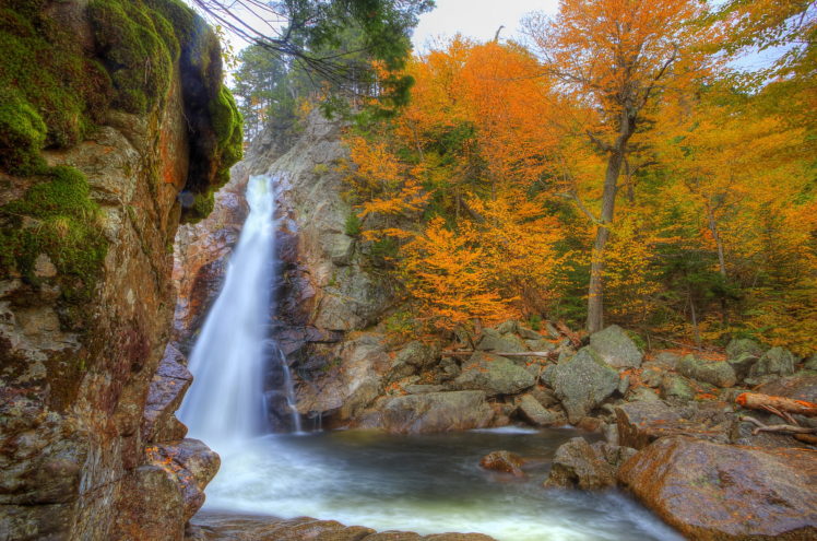 waterfalls, Usa, Autumn, Glen, Ellis, New, Hampshire, Nature HD Wallpaper Desktop Background