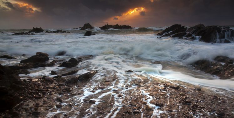 gulf, Haybruk, Rocks, Storm, Bay, Sea HD Wallpaper Desktop Background
