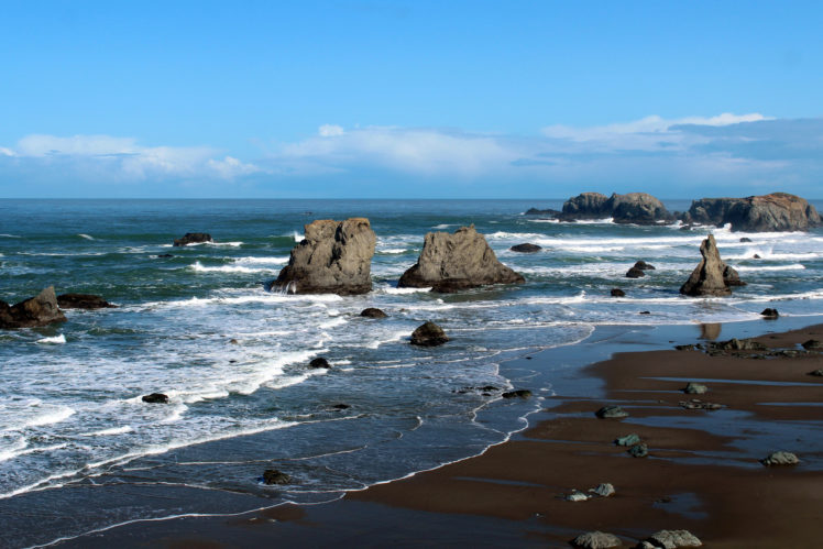sea, Aeyaey, Coast, Stones, Rocks, Waves, Horizon HD Wallpaper Desktop Background