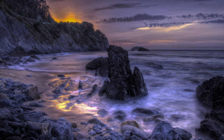 sea, Aeyaey, Night, Rocks, Nature, Hdr HD Wallpaper Desktop Background