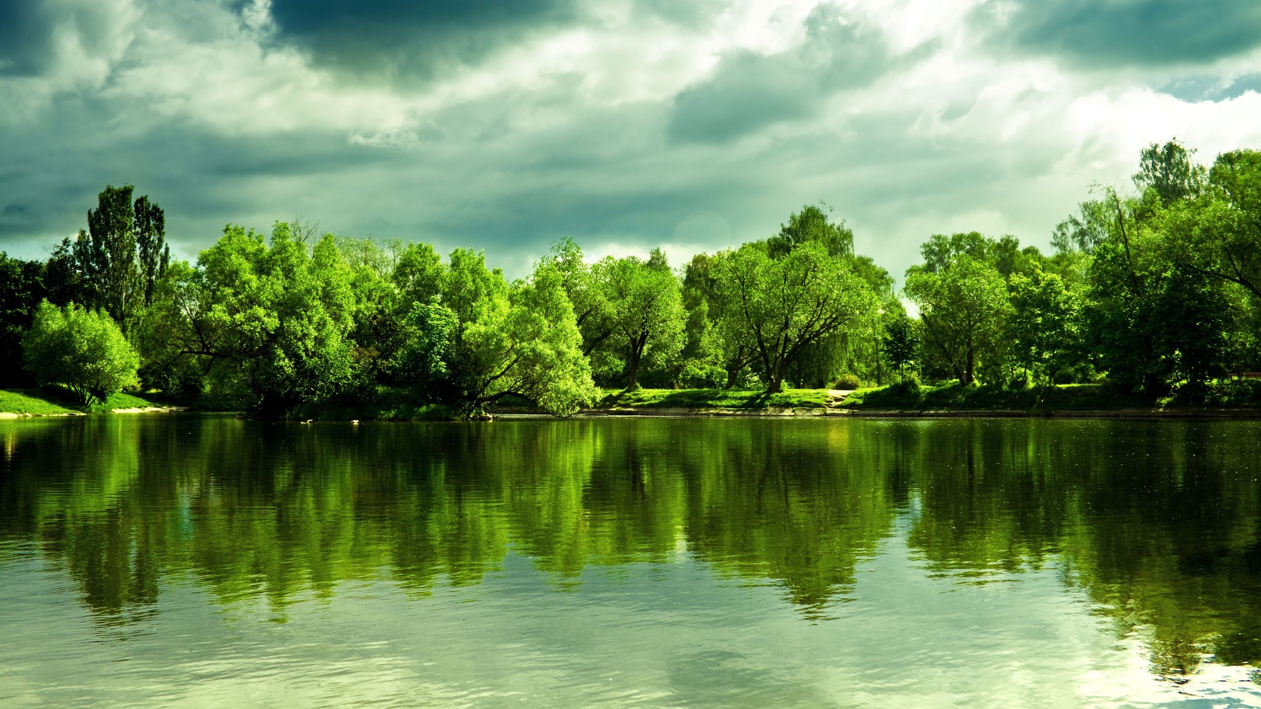 clouds, Landscapes, Nature, Trees, Skyline, Forest, Lakes, Reflections Wallpaper