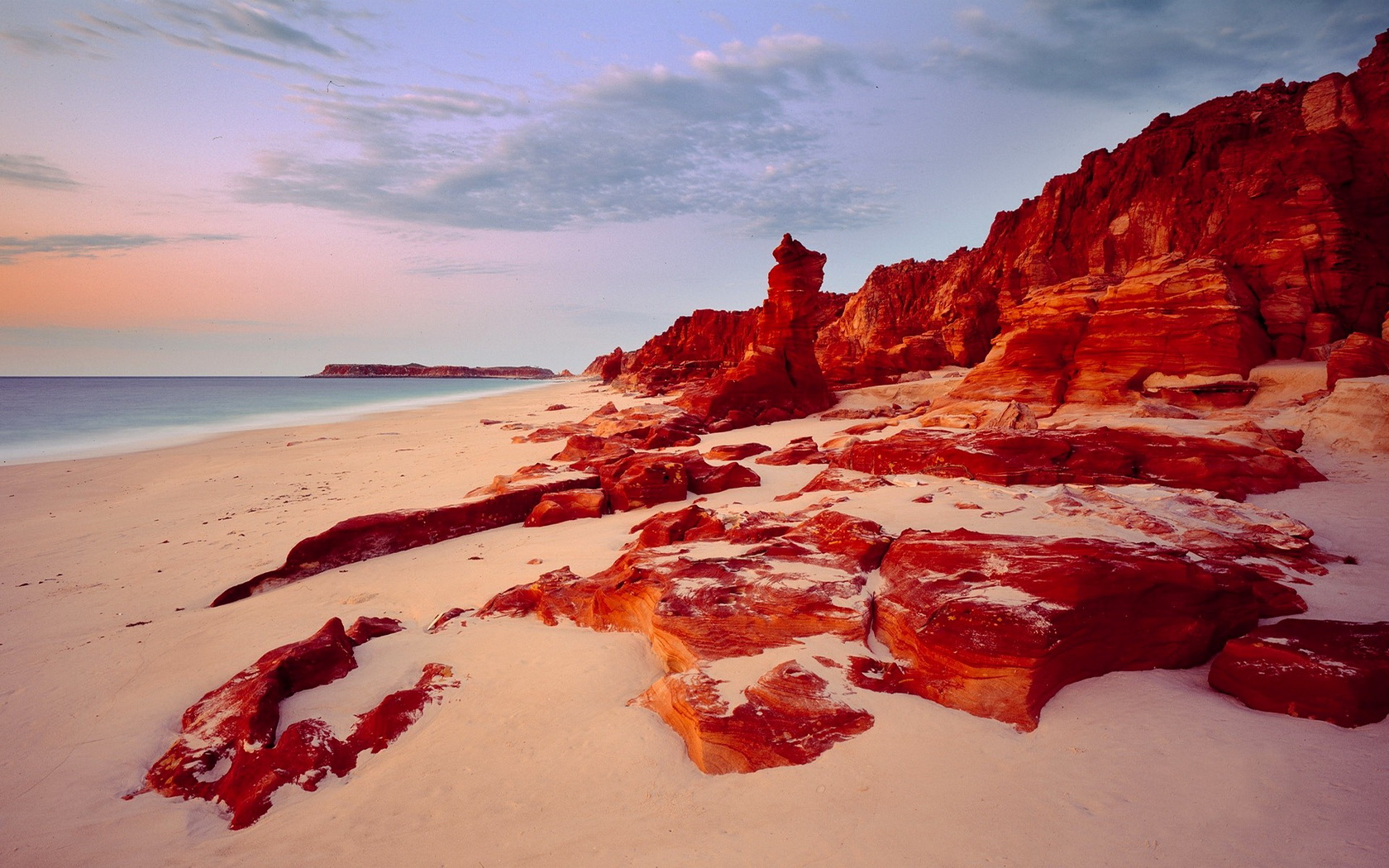 red, Cliffs, Ocean, Shore Wallpaper