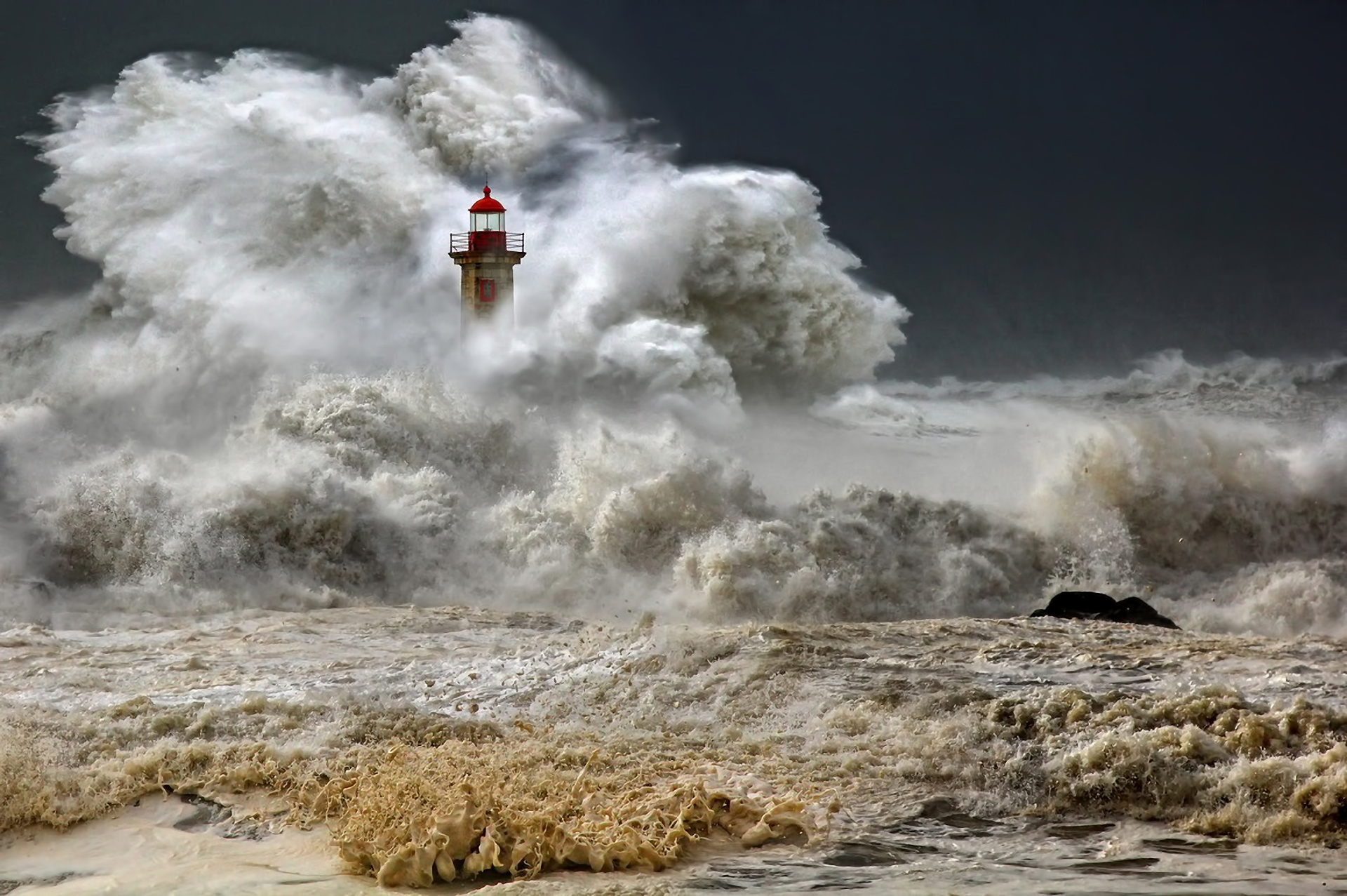 lighthouse, Waves, Storm, Natural, Disaster, Storm, Sea, Ocean Wallpaper