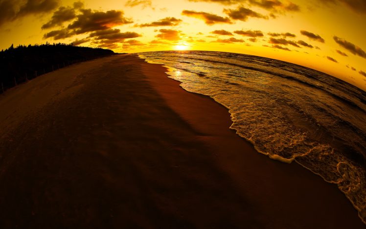 sunset, Ocean, Beach HD Wallpaper Desktop Background