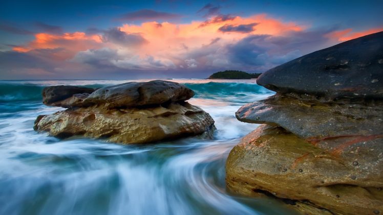 clouds, Landscapes, Nature, Beach, Rocks, Shore, Hdr, Photography, Skyscapes HD Wallpaper Desktop Background