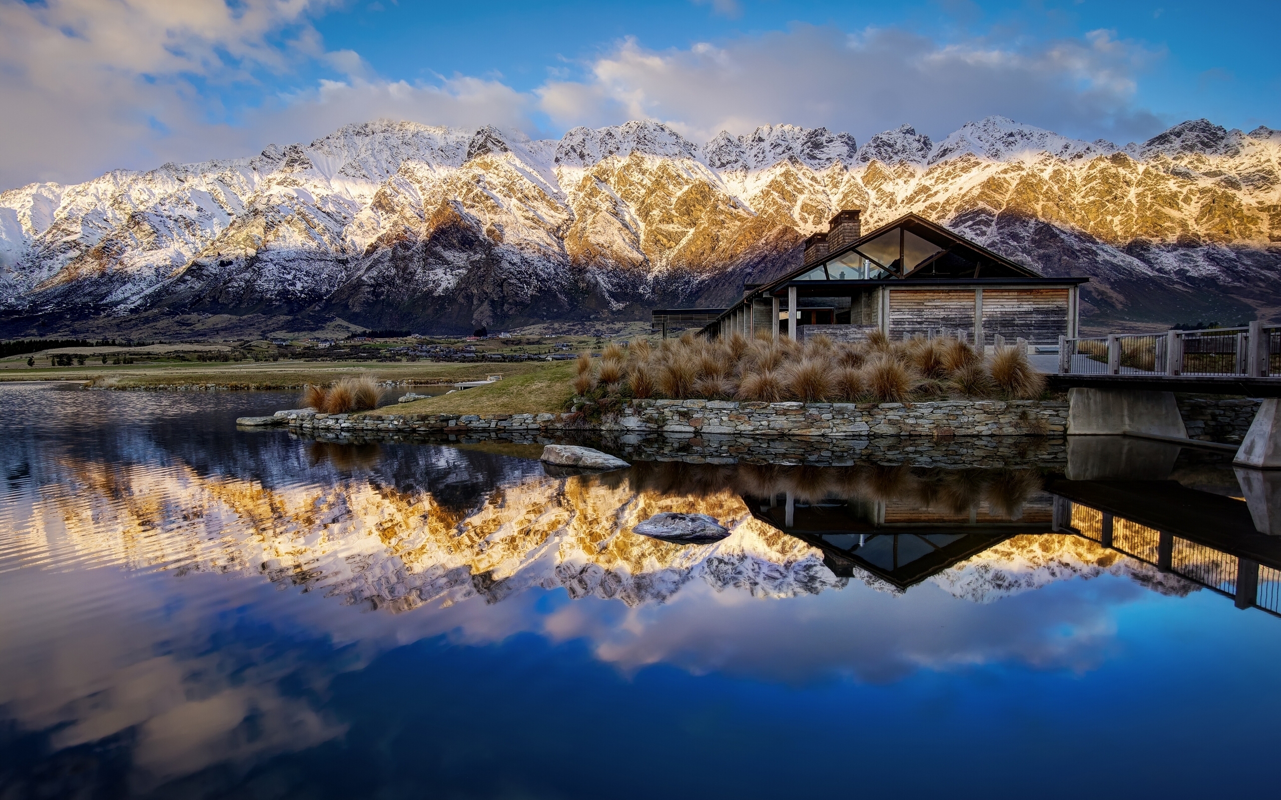 mountains, Houses, New, Zealand, Lake, Water, Queenstown, Wakatipu Wallpaper